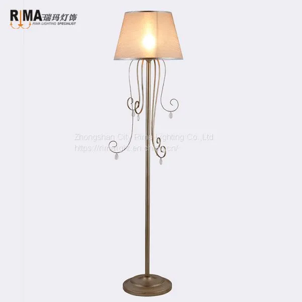 Contemporary China Supplier Fabric Lampshade Classic Antique Bronze Luxury Floor Lamp