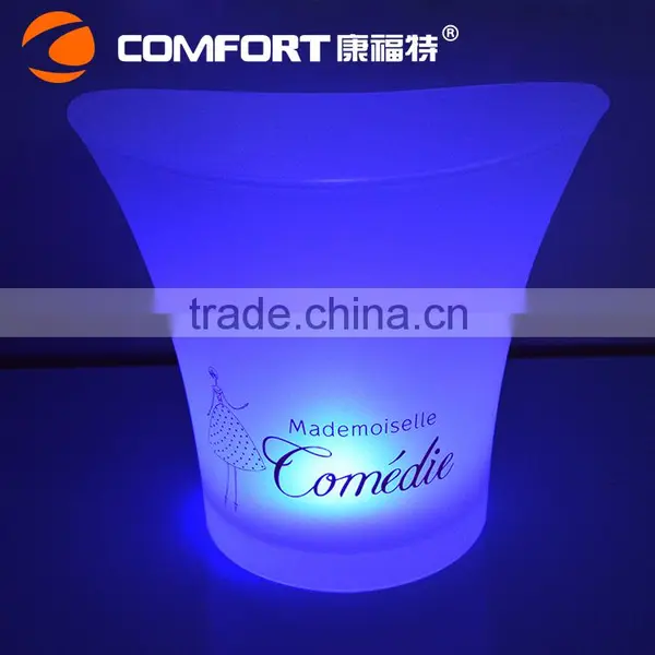 Color Changeable Champagne Tub Frosted Plastic Ice Bucket Cooler photo-2