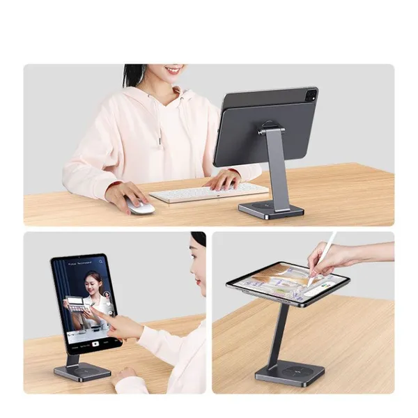 2022 Aluminum Desktop Lazy Magnetic Tablet Display Stand for IPad Pro 12.9 10.9 11 Inch With Wireless Charging Magnet Holder photo-4