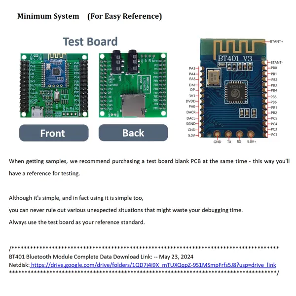 BT401 Dual-Mode Bluetooth Module 5.0 With Built-in Prompt Sound External SPI Flash TF Card USB Audio BLE Data Transmission UART AT Command Control photo-5