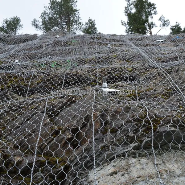 HR20 Reinforced Hexagonal Mesh Barrier Netting Galvanized Steel Plain Weave Woven Slope Security Rock Falling Protection Cutting photo-3