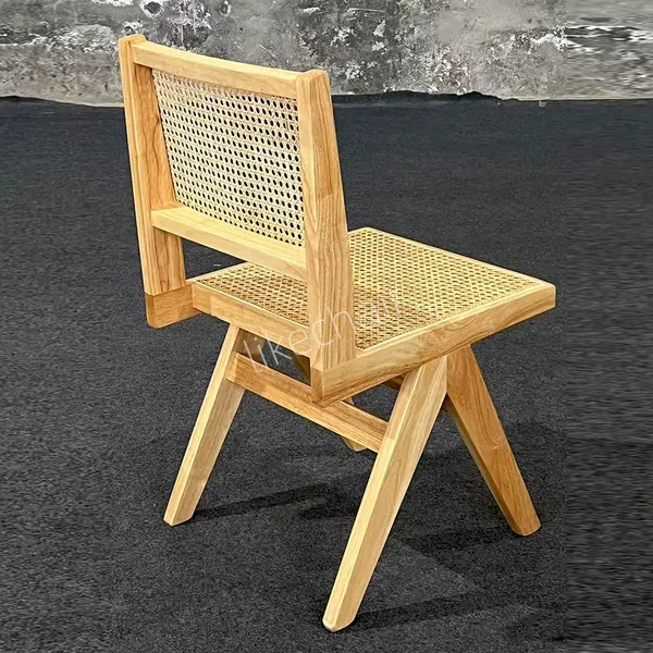 Nordic Retro Bent Wood Rattan Dining Chair Solid Oak Strong Backrest Home Bar Gym Cafe Restaurant Living Room Use photo-5