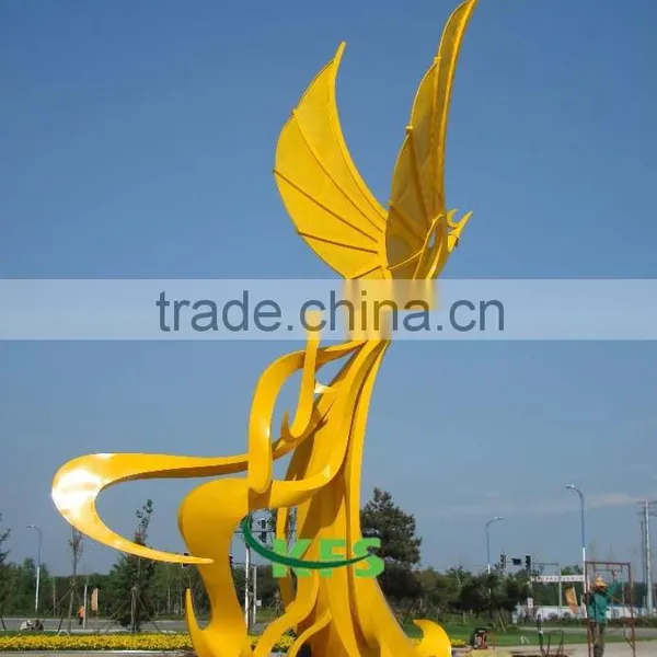 Stainless Steel Roundabout Yellow Shiny Sculpture