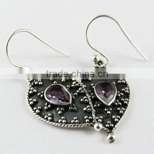 Make A Wish !! Oxidized Amethyst 925 Sterling Silver Earring, Gemstone Silver Jewelry, Handmade Silver Jewelry photo-4