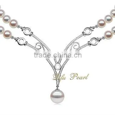 New Designs Double Row Pearl Necklace 925 Silver