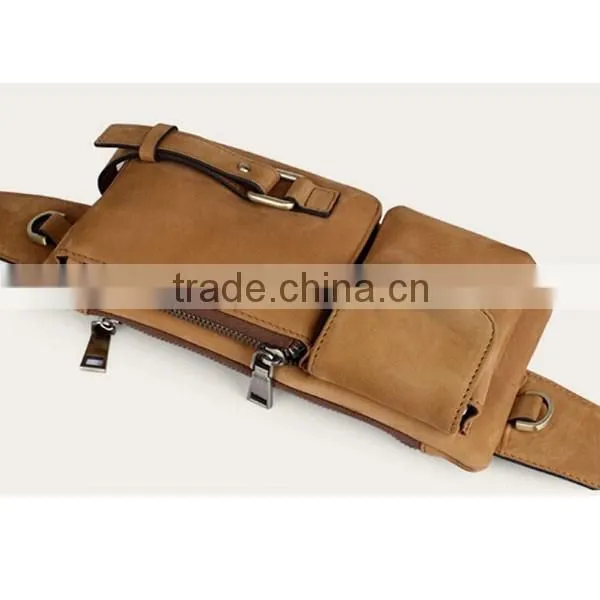 Saddle Leather Men Waist Chest Bag Running Belt Bag Running Fanny Pack photo-2