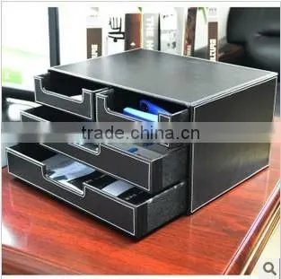 Pu Faux Leather Tidy Tray Pen Pot Desk Orgainser Hot Sell Brush Pot Multifunction PU Leather Pen Desk Organizer photo-3