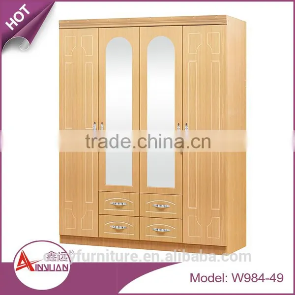 China Modern Cheap 2 3 4 Door Mdf Wardrobe Almirah Cabinet Wood Clothes Closet in Bedroom photo-6