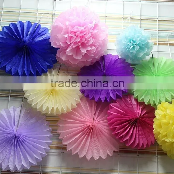 Colorful Handmade Paper Product for Decor ,tissue Paper Fan for Party Wedding Decorations photo-3