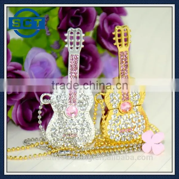 Crystal Guitar Shaped USB Flash Drive With Jewelry Surface 8GB/16GB/32GB photo-3