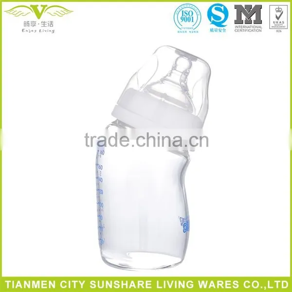 Wide Caliber Baby Drink Bend Glass Bottle Prevent Bloating Infant Supplies