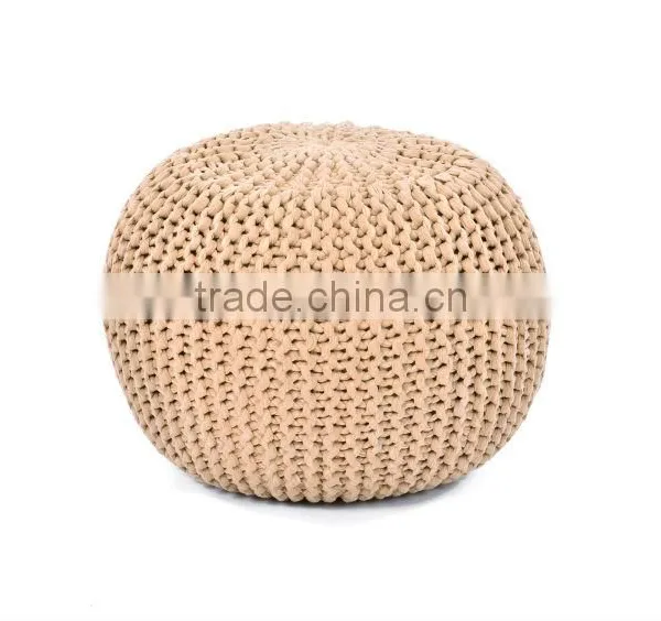 Natural Fibres Pouffe Knitted Seat Footstool Home Living Pretty Warm Seat