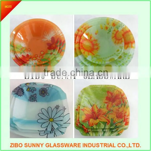 Round Decal Glass Dinner Plate Dish photo-3