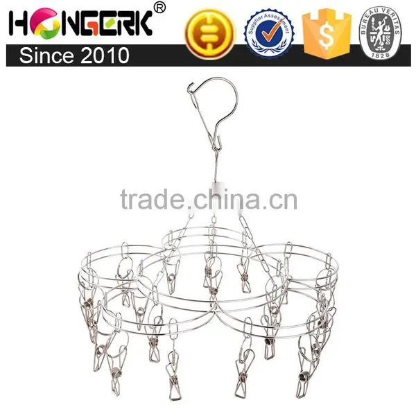 China Supplier Laundry Products Stainless Steel Sock Hanger With 20clips