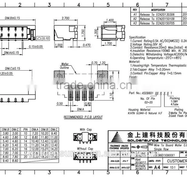 Taiwan 0.8mm Pitch SMT Electronic Wire to Board IDC Connector photo-5