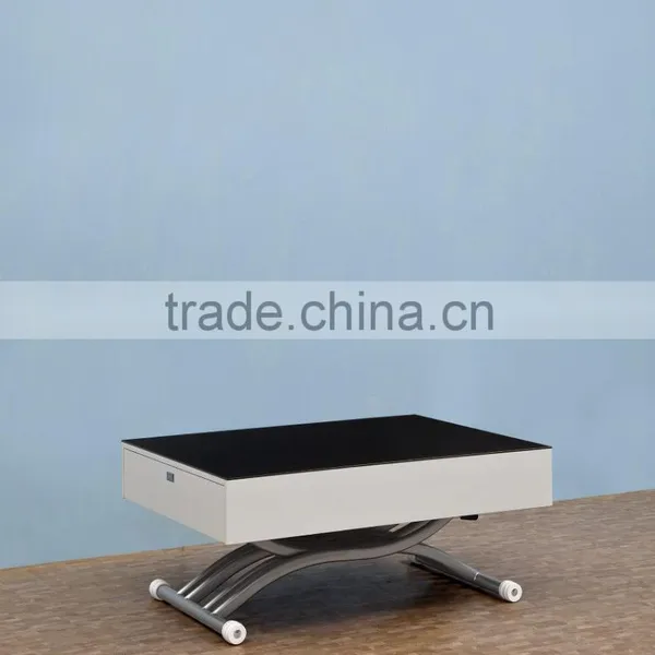 Multifunction Lift Coffee Table Adjustable Tea Table Design Expandable Tempered Glass Folding Dining Tables photo-2