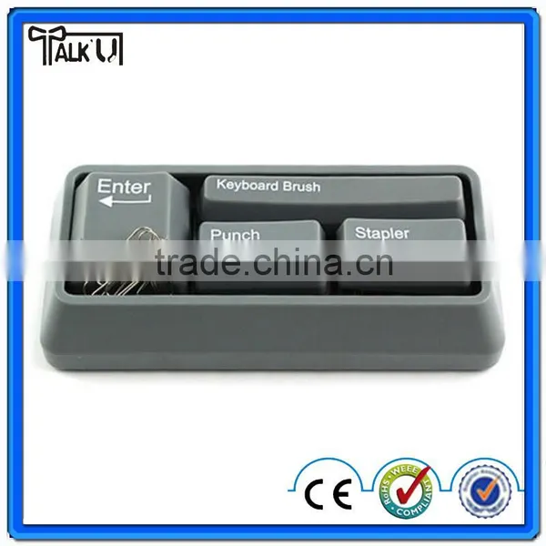 Money Saving 3 in 1 Multifuntional Keyboard Office Stationery, Useful Brush Stapler Paper Punch Office Stationery photo-2