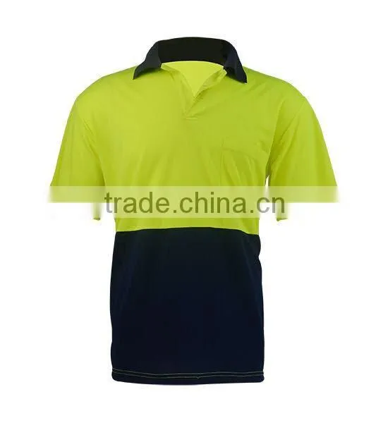 New Men's Safety Tee Work T-Shirt Reflective Yellow Breathable