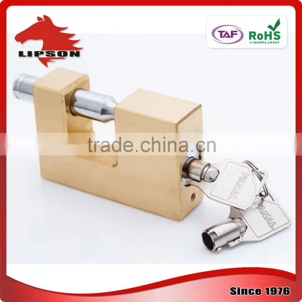 75mm Hardened Shackle Tubular Key Brass Rectangular Padlock photo-4