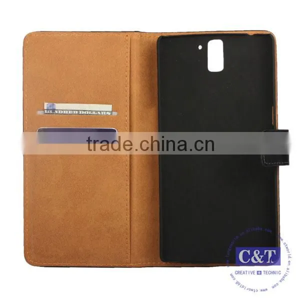 C&T Customized Black Flip Leather Cover Case for Oneplus Mini photo-4