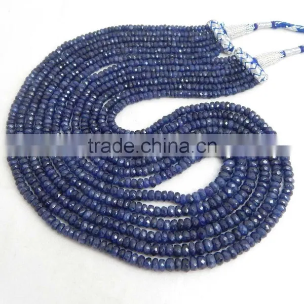 Natural Royal Blue Sapphire Roundel Faceted Beads photo-5