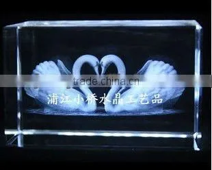 Crystal 3D Couple Swan Laser Engraved For Loved Gifts