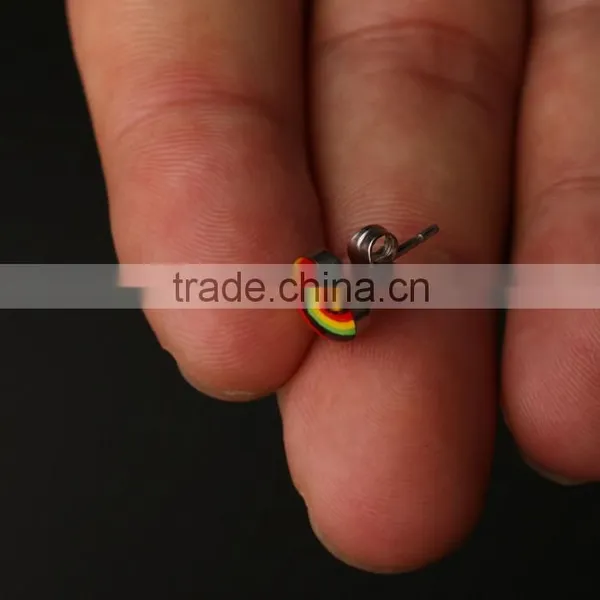 Stylish Surgical Steel Rinbow Spiral Shape Cartilage Custom Made Stud Earring photo-2