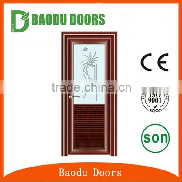 Luxury Design Aluminum Alloy Bathroom Door With Half Glass Insert photo-2