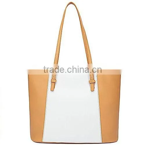 Fashion Style White and Black Strips pu Leather Tote Bag photo-2
