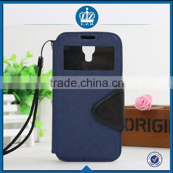LZB Fashion Color Contrast Series View Windows PU Leather Case Flip Cover for Iphone 4 photo-2