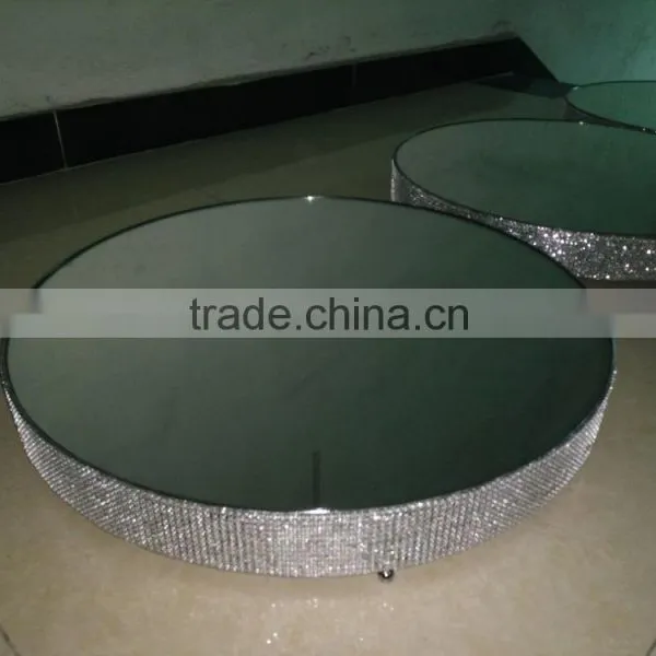 Foshan Weddings Banquet Crystal Glass Mirror Cake Stand for Sale