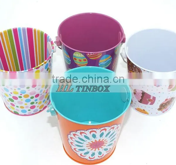 Colorful Handle Round Shape Metal Bucket Tin Can photo-2