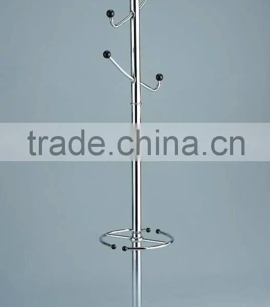 Chrome Metal Coat Cloth and Hats Rack with Umbrella stand