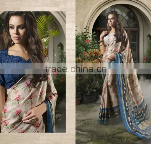 Zari Blouse and Orange Color Womaniya Designer Sarees Collections photo-5