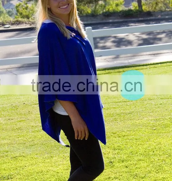 Super Soft Mondel Spandex Jersey Blue Elegant Open Full Cover Nursing Poncho photo-2
