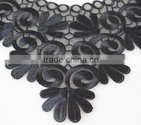 Fashion Neckline Design Embroidery Guipure Lace Collar Black Applique photo-3