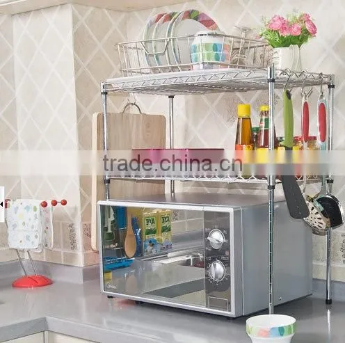Factory Portable Metal Microwave Shelf Stand Rack Folding Corner Kitchen Shelf