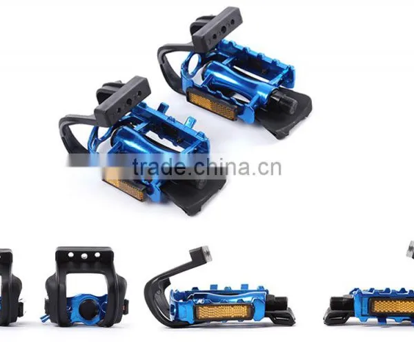 Bicycle Pedals Mountain Bike BMX Road Cycling Pedal Binding With 2 Belt Toe Straps Foot Clip Bicycle Parts Accessories photo-2