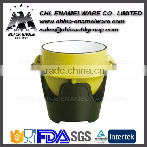 High Quality Smokeless Cast Iron Enamel Coating Wok photo-2