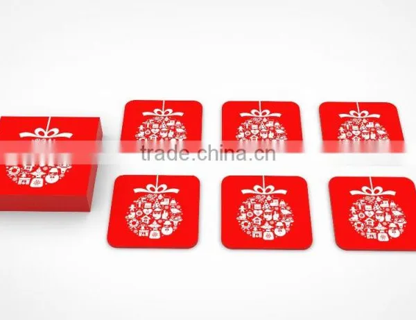 Set of Christmas Lacquer Coaster, Placemat, Tray and Tissue Box photo-3