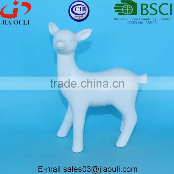 Christmas Decorative Glazed White Ceramic Standing Deer for Home Decor photo-2