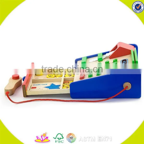 Wholesale Role Play Wooden Cash Register Toy Funny Kids Wooden Cash Register Popular Children Wooden Cash Register W10A007 photo-2