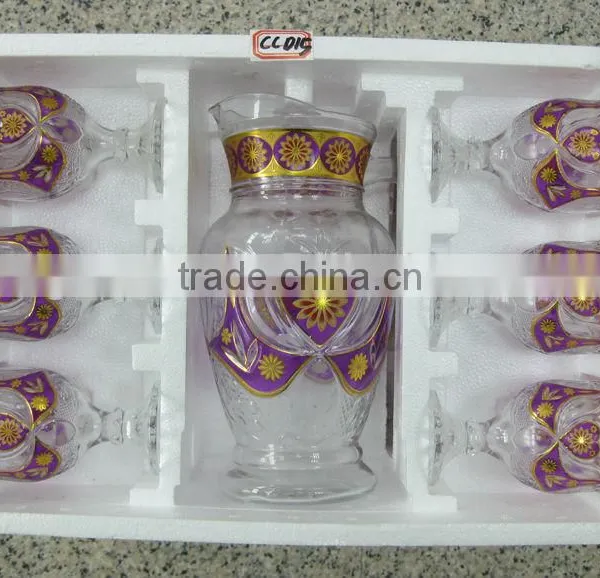 JK021 7pcs Glass Drinking Set With Deco photo-2