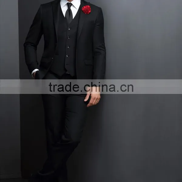 2016 New Arrival Designer Suits for Men 3 Piece Suit Black Wedding Pant Coats photo-4