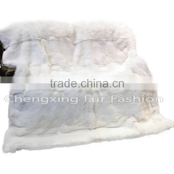 CX-D-43 Home Textile Good Quality White Carpet Rex Rabbit Fur Fur Throw Blanket photo-3