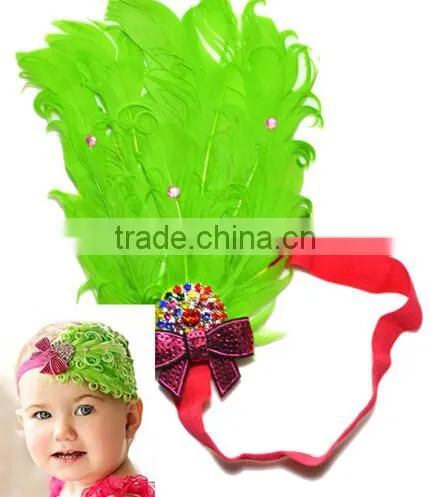 F40607A Fashion Elegant Hairbands Colorful Feathers Diamond Beautiful Girls Headband photo-5