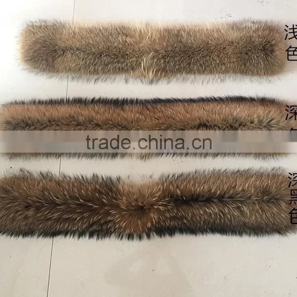 BBG-H-11 Factory Wholesale Natural Color 100% Real Raccoon Fur Trim/trimming/strip photo-5