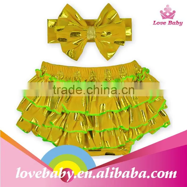 New Arrival Baby Shorts Golden Polka Dot Bloomers Toddlers Pants With Headband photo-2