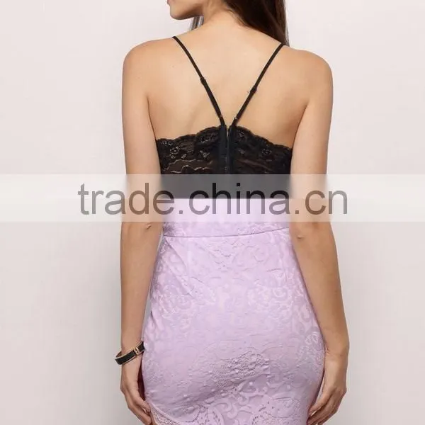 2015 New Arrival Summer Women Fashion Lavender Crochet Lace Pencil Mini Skirt photo-3