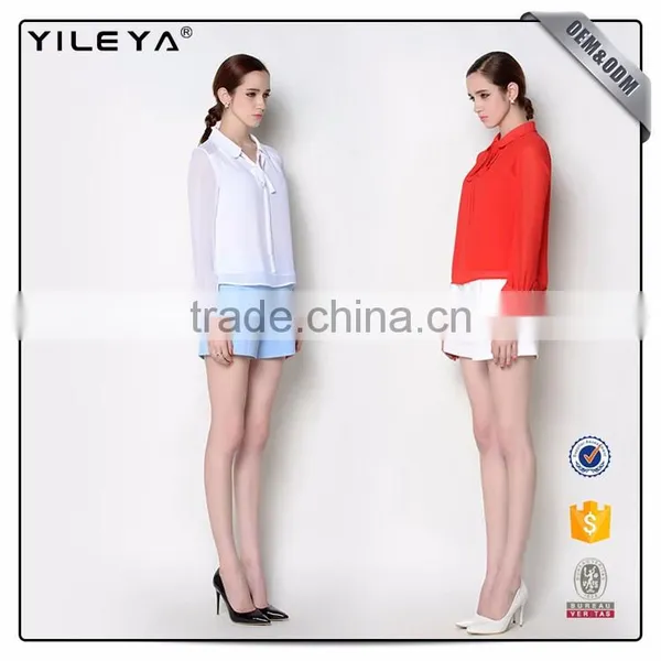 Fashion Design Lady Blouse,korean Fashion Long Sleeves Blouse,high Neck Design of Blouse photo-5